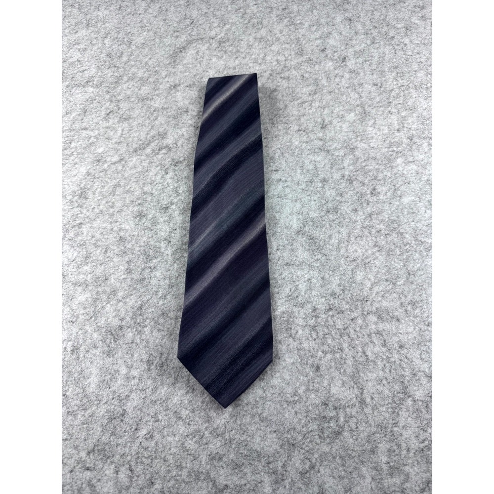 Giorgio Armani Collezioni Striped Silk Necktie Men's Dark Gray & Blue Luxury